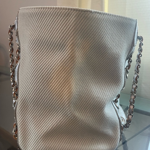 Burberry Blue Label Tote Shoulder Bag Tweed Leather Chain Strap Japan Exclusive - Picture 13 of 17